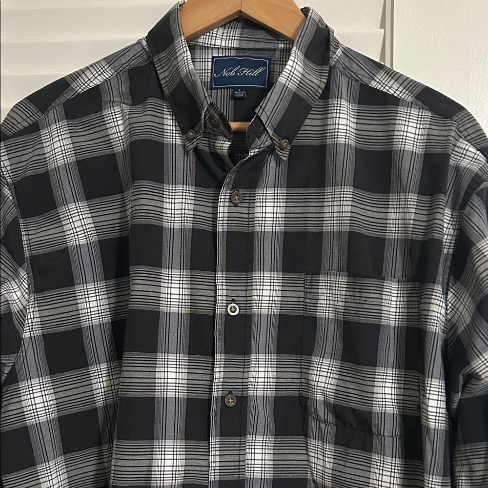 Men's Button Down Cotton/Polyester Long Sleeve Shirt Size Large
